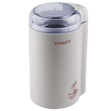 Кофемолка мощная электрическая на 2 чашки Scarlett  SC-CG44501 160Вт на 65 гр импульсный автоблокировка белая