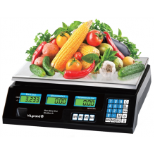 Весы торговые электронные Vilgrand VES-4V-40  40 кг аккумуляторные сеть  7 ячеек память цены тара 100 часов автономной работы  фасовочные